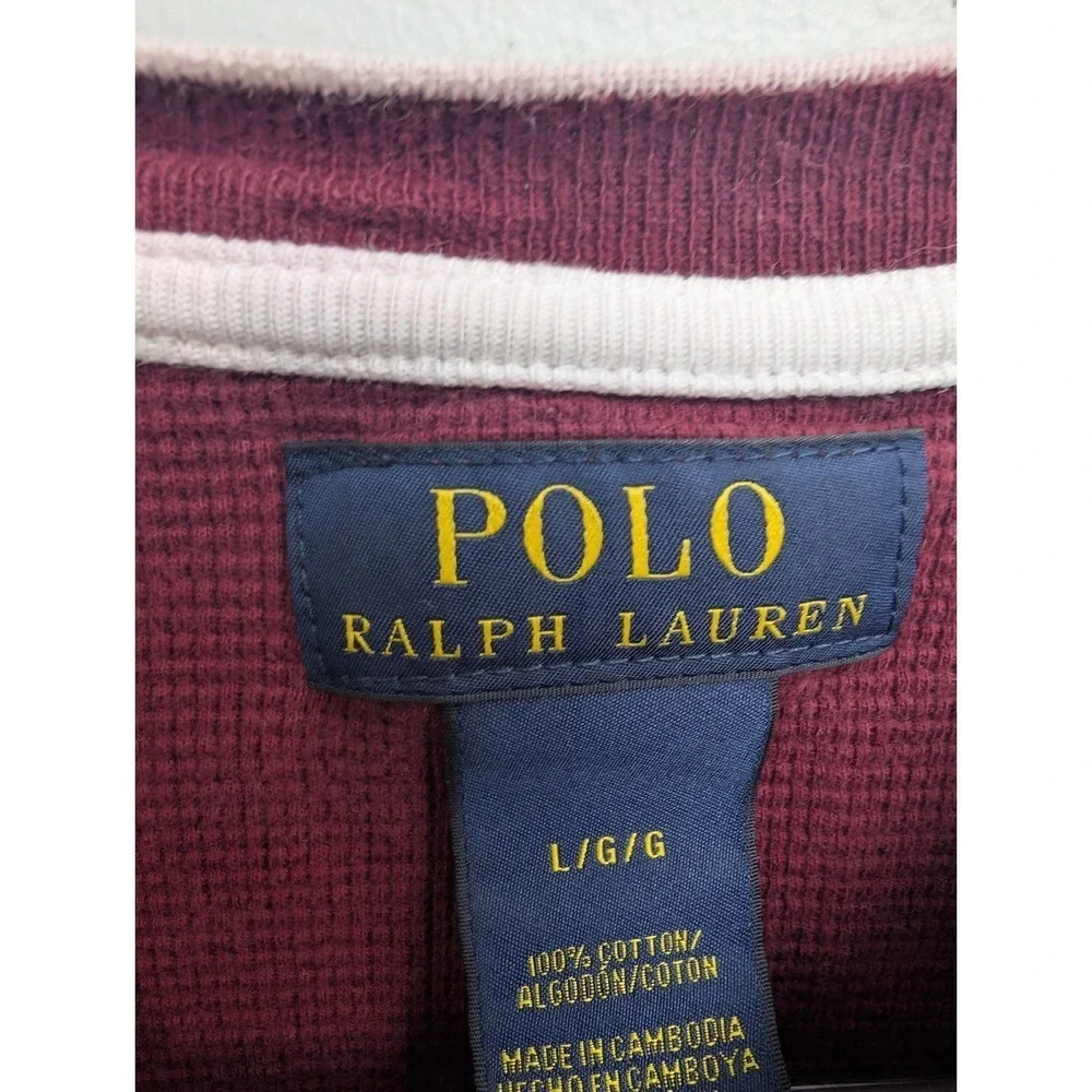 X3 Polo Ralph Lauren Mens Dark Red‎ Pullover Size L Waffle Knit Sweater